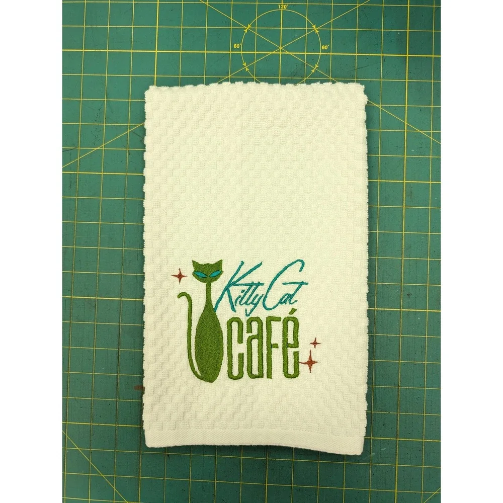 Kitty Cat Cafe Retro Mid Century Modern Atomic Kitchen Bath Hand Bar Towel